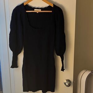 Sezane Navy Long Sleeve Knit Dress